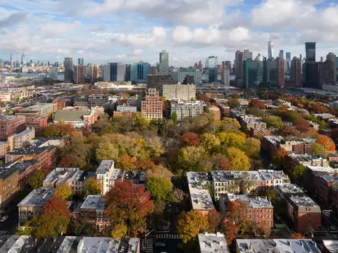 Flat rooftops across the blocks around Hamilton Park in Jersey City